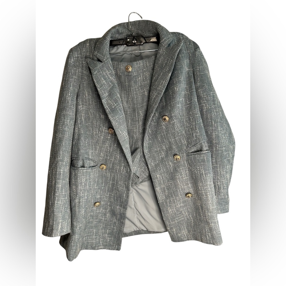 CICY BELL Elegant Gray Women's Blazer and Shorts